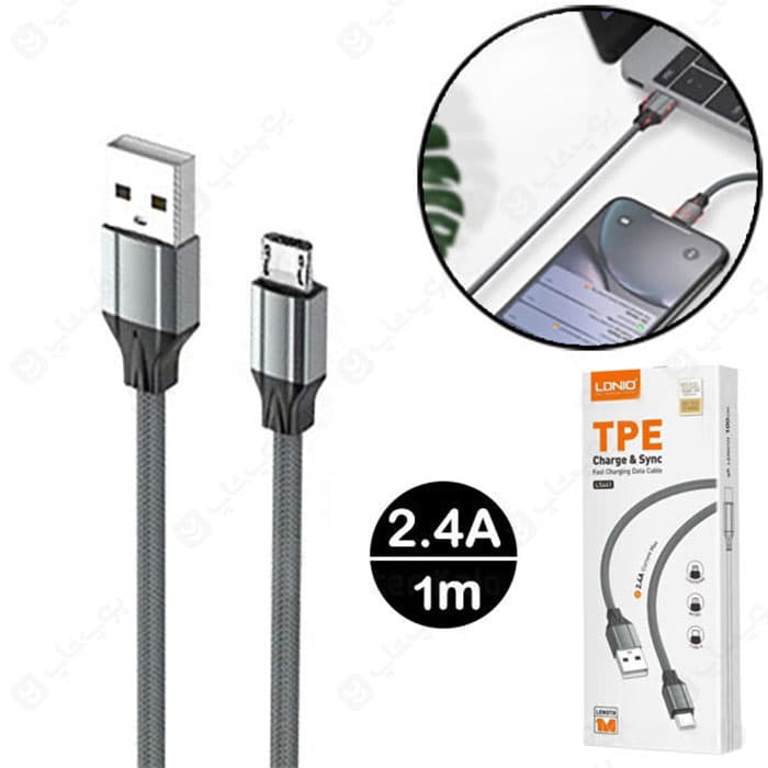کابل شارژ USB به میکرو USB الدینیو مدل LS441 به طول 1 متر — تصویر ۳