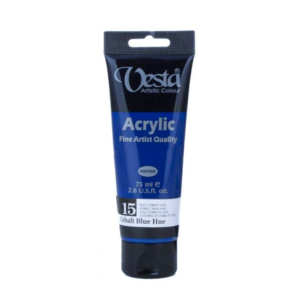رنگ اکریلیک وستا کد cobalt blue hue 15 حجم 75 میل