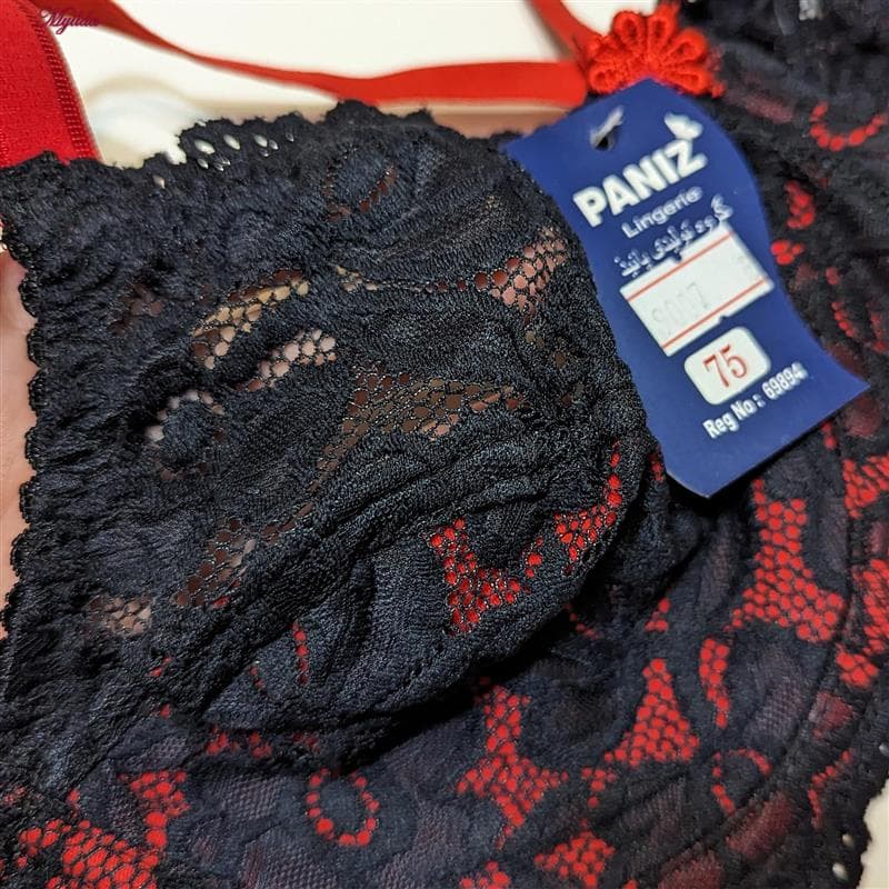 ست شورت و سوتین زنانه پانیذ قرمز مشکی مدل 9007 — تصویر ۶