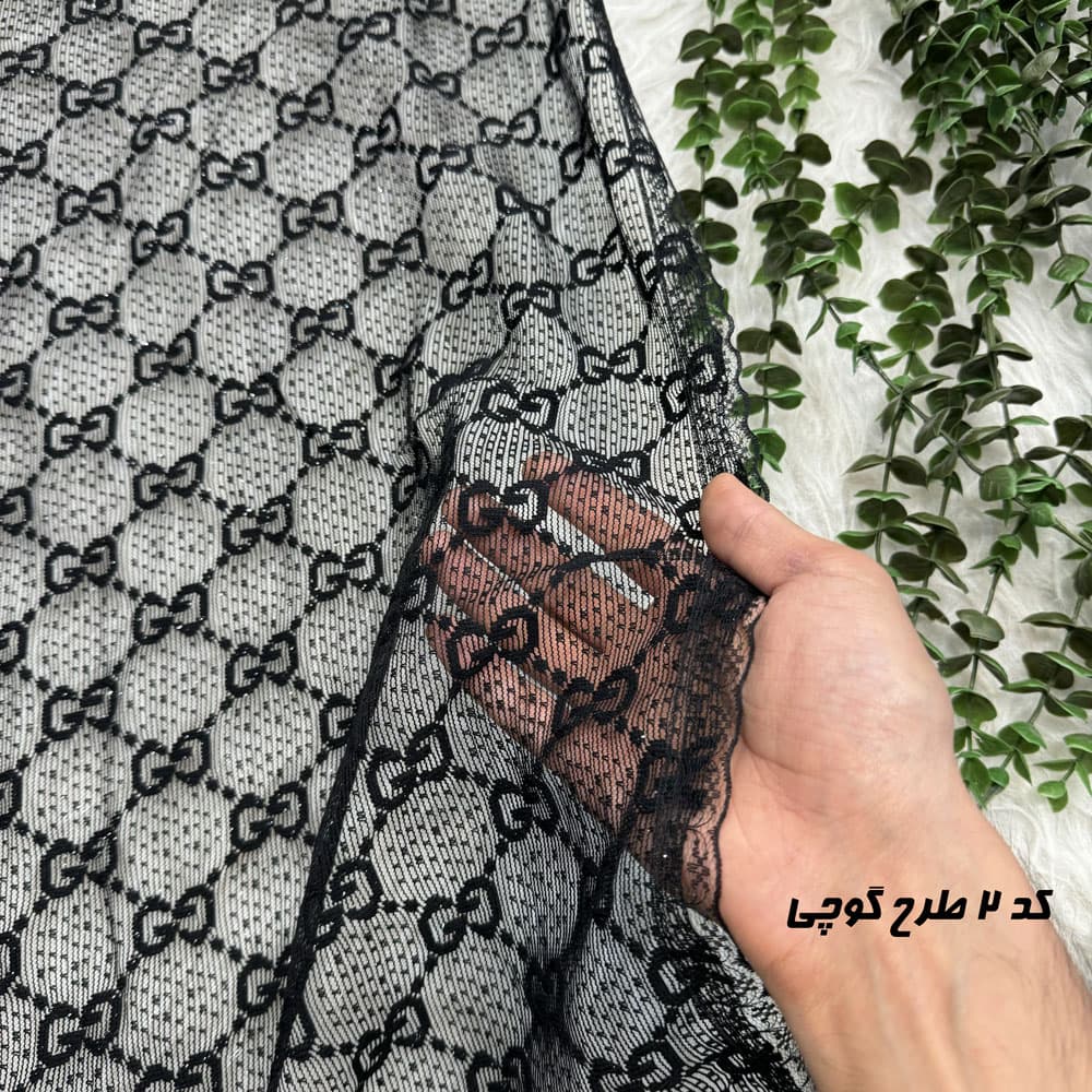 شال توری مشکی شاین دوردانتل طرحدار کد 2320 — تصویر ۶