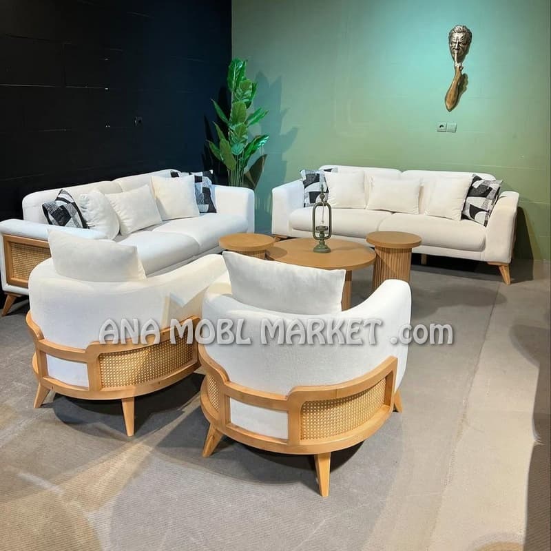 مبل راحتی حصیری مدل آوا 8 نفره