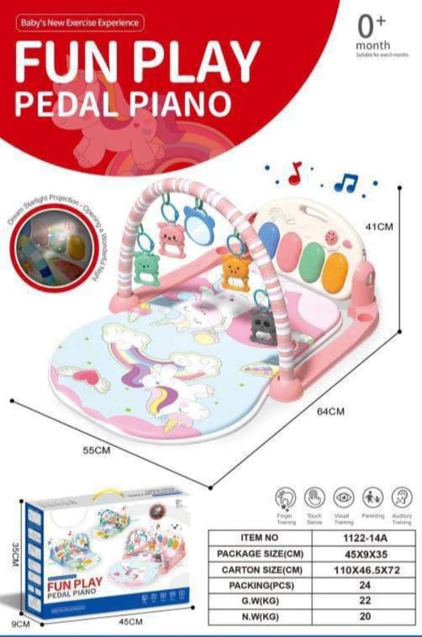 تشک بازی موزیکال پیانو دار یونی کورن و نهنگ Fun play — تصویر ۲