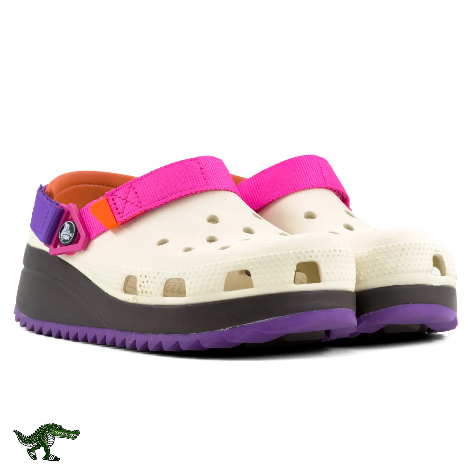 کراکس هایکر سولارایزد سفید مشکی بند سرخابی زنانه | Crocs Classic Hiker — تصویر ۸
