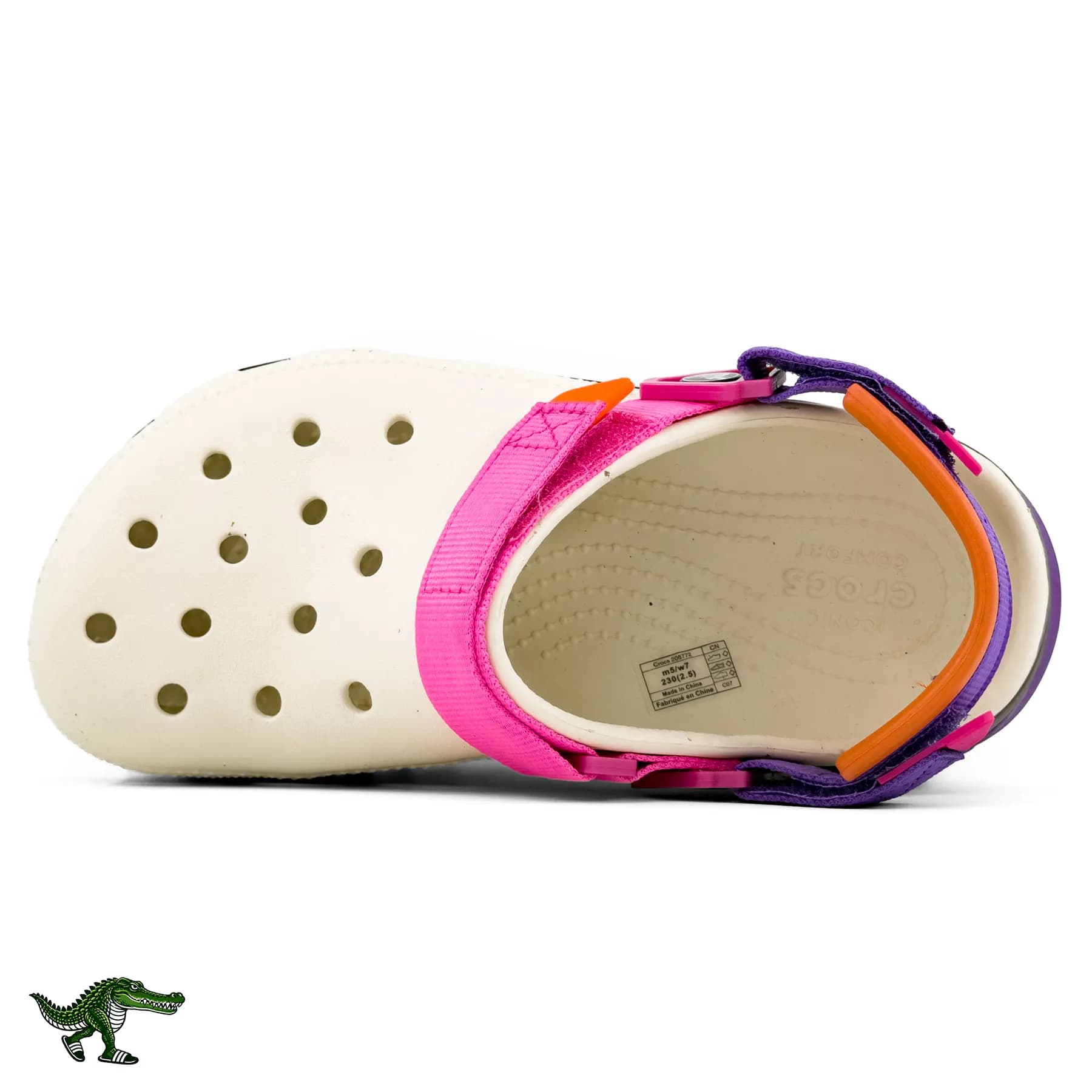 کراکس هایکر سولارایزد سفید مشکی بند سرخابی زنانه | Crocs Classic Hiker — تصویر ۱۱