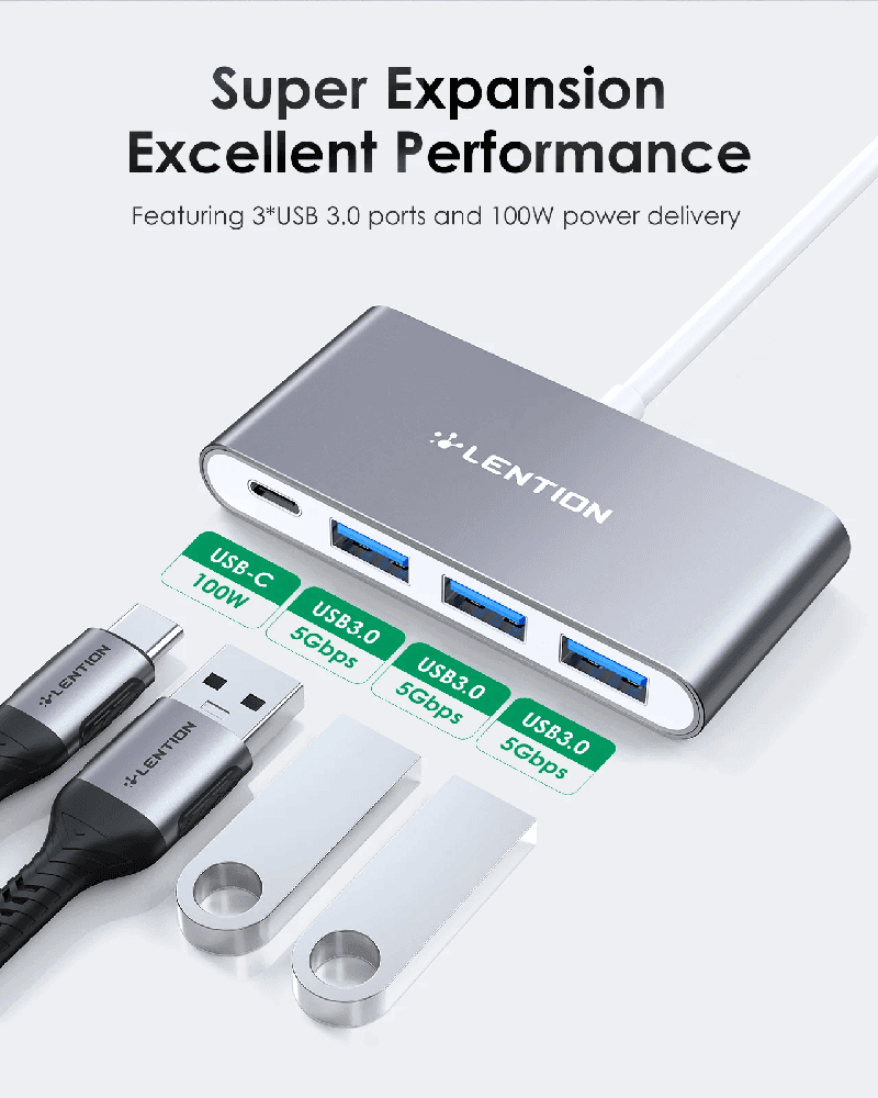 هاب 4 پورت USB-C لنشن LENTION CB-C13se — تصویر ۳