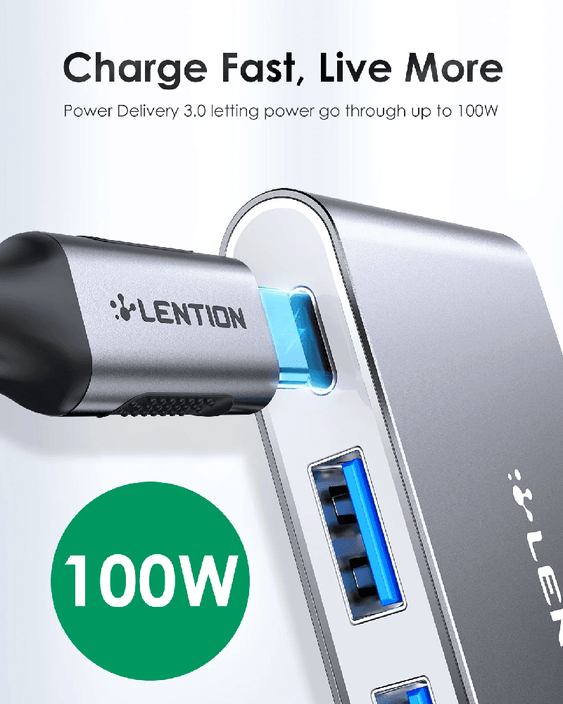هاب 4 پورت USB-C لنشن LENTION CB-C13se — تصویر ۵