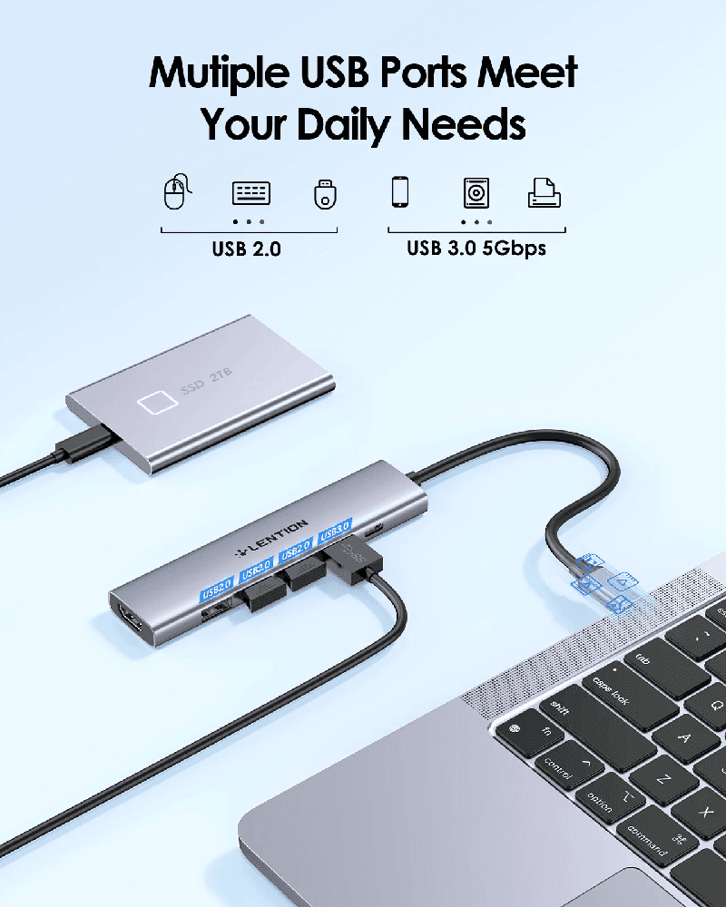 هاب 6 پورت USB-C لنشن LENTION CB-CH17 — تصویر ۵