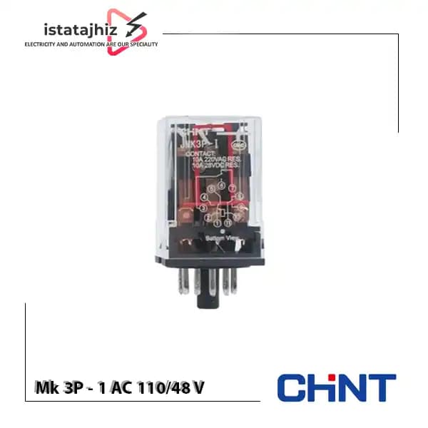 رله شیشه‌ ای 11 پایه CHINT مدل JMK 3P-I AC 110/48V