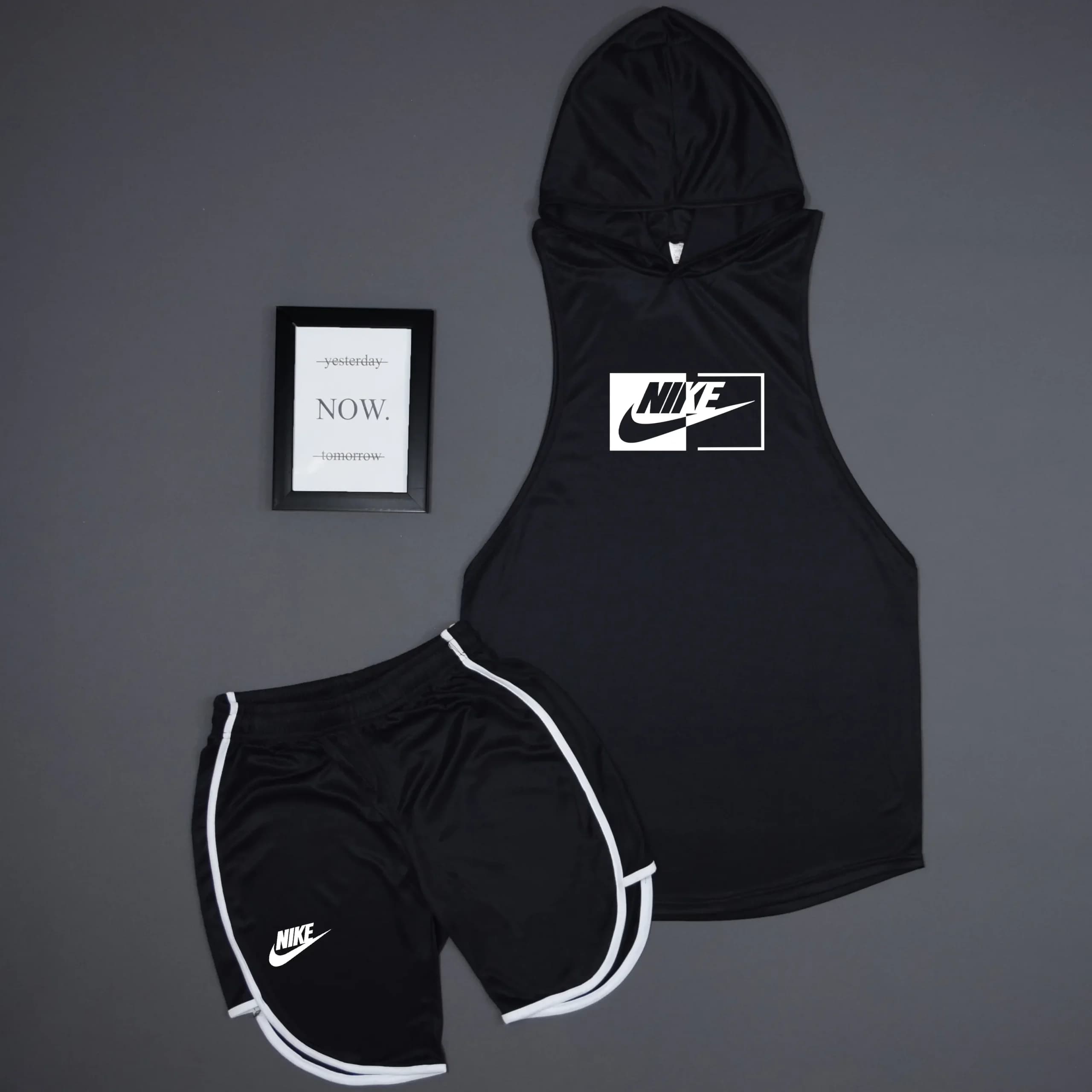 ست هودی(رکابی کلاه دار) و شلوارک ورزشی | بدنسازی NIKE-KAD — تصویر ۲