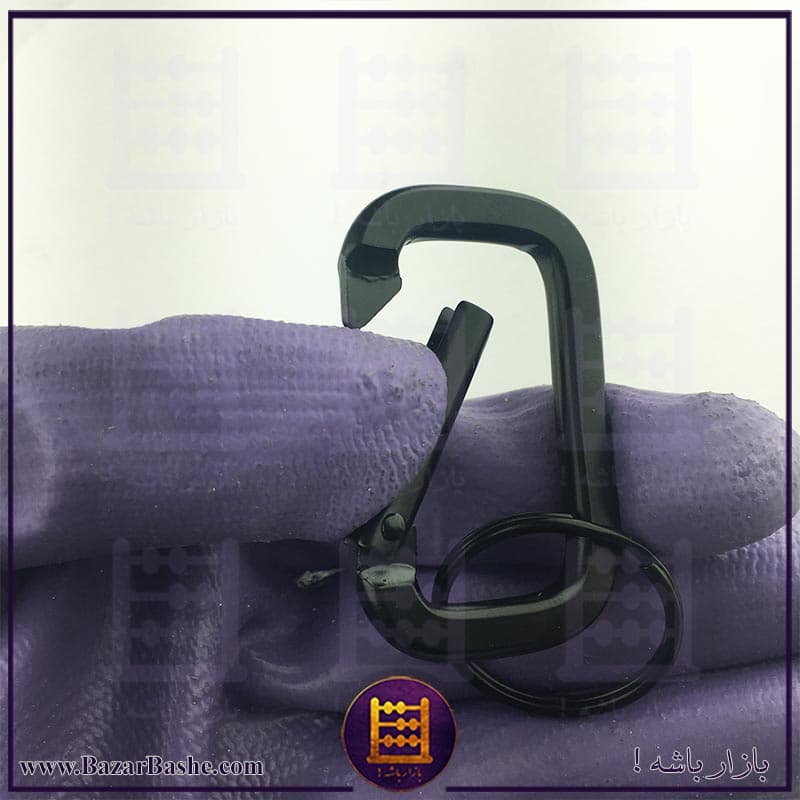 حلقه کارابین فنری حلقه دار خارجی رنگ مشکی — تصویر ۲