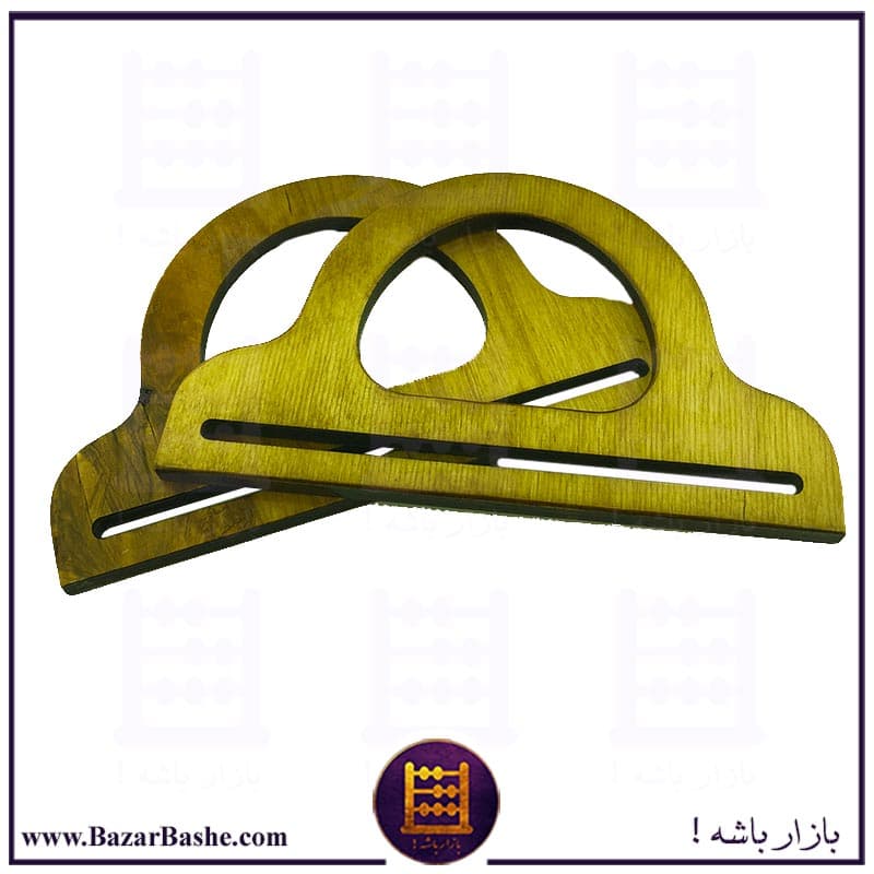 دسته چوبی کیف سایز بزرگ بسته 2 عددی طرح نیم گرد