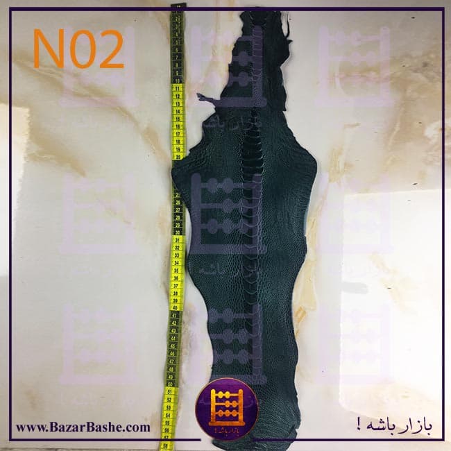 چرم طبیعی ساق پای شترمرغ سورت یک صادراتی رنگ سبز دریایی تیره — تصویر ۳