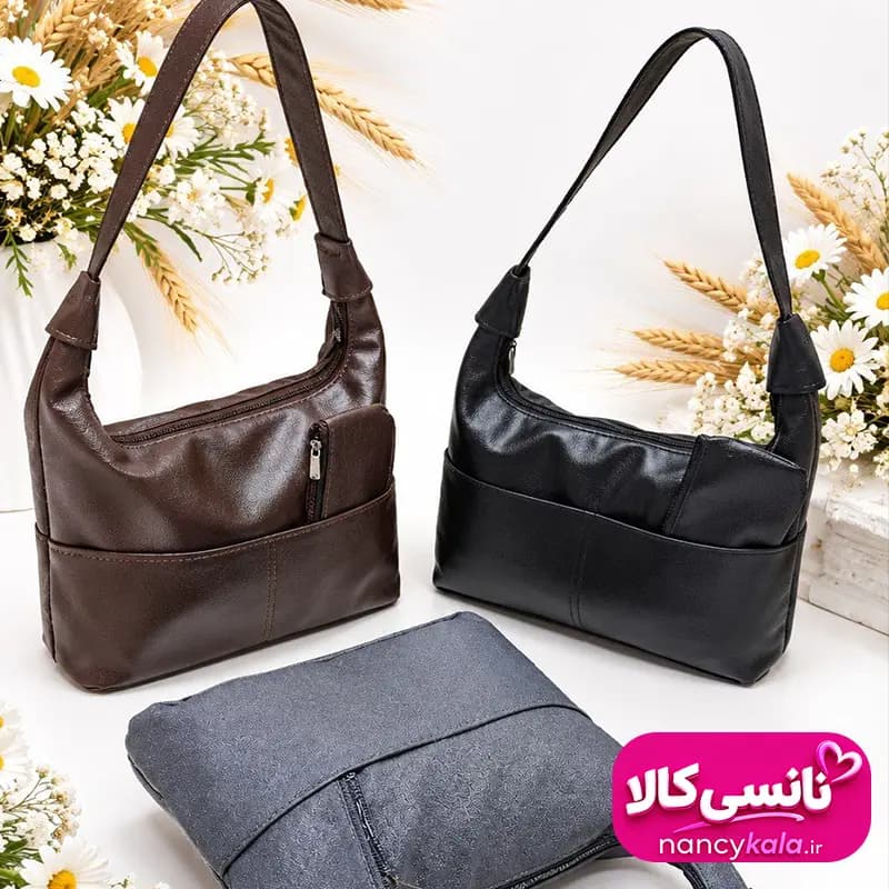 کیف دوشی زنانه مشکی قهوه ای طوسی