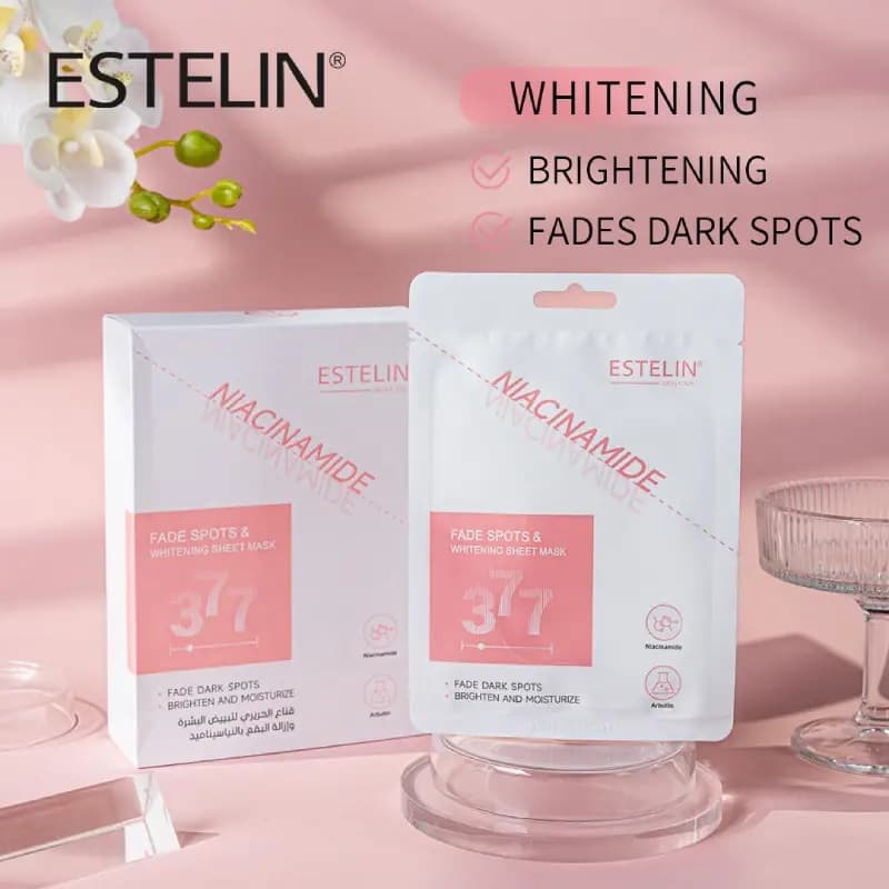 ماسک ورقه‌ای ضد لک و روشن کننده قوی نیاسینامید استلین Estelin Niacinamide Fade Spots & Whitening Sheet Mask مناسب انواع پوست — تصویر ۴