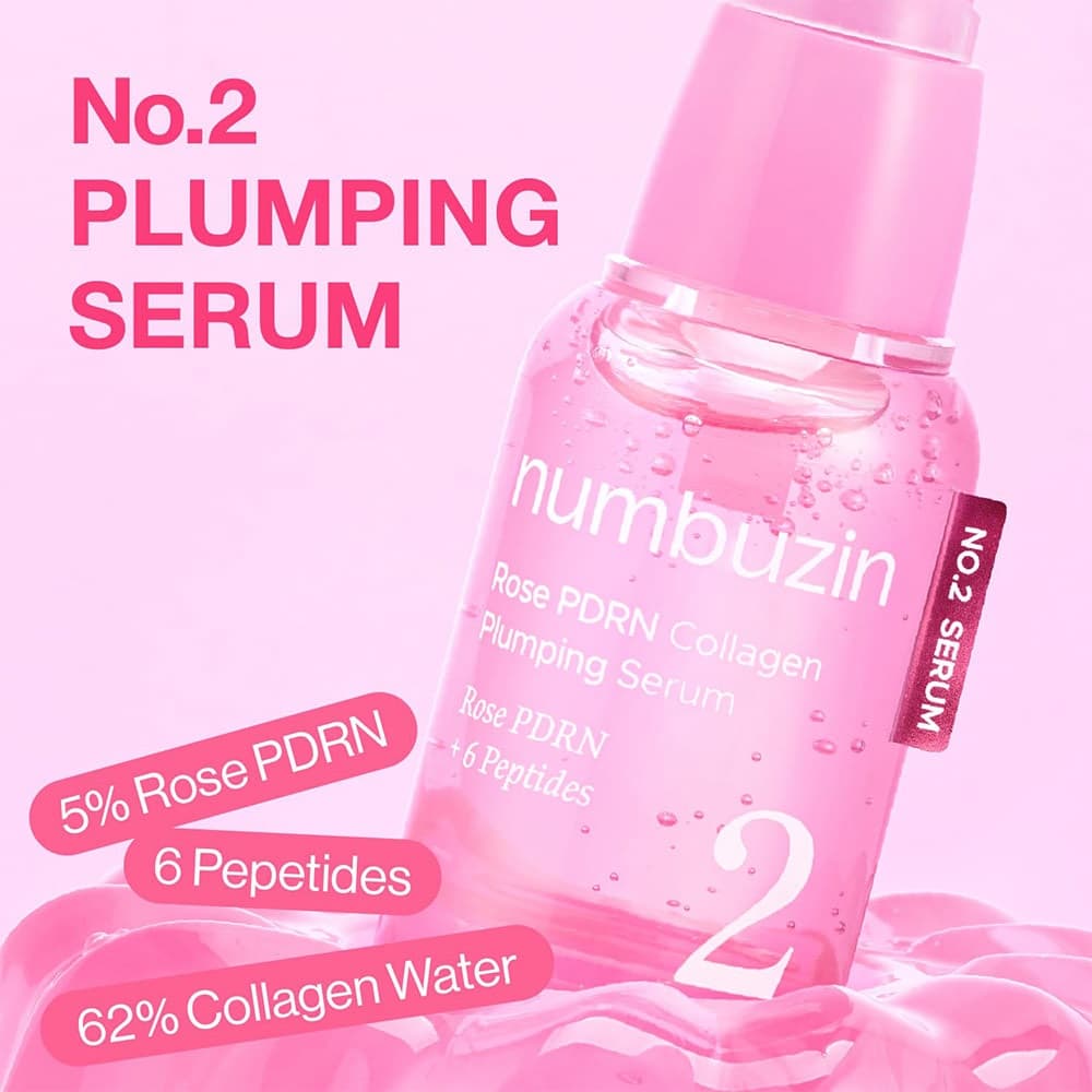 سرم حجم دهنده و جوانساز نامبوزین شماره 2 حاوی PDRN رز کلاژن پلامپینگ Numbuzin No.2 Rose PDRN Collagen Plumpingمناسب انواع پوست حجم 30 میلی لیتر — تصویر ۳