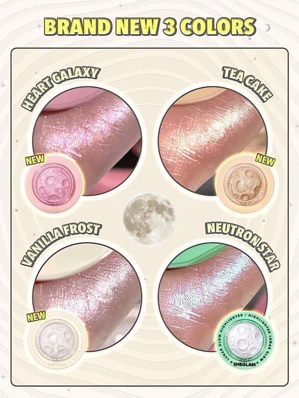 هایلایتر LUNAR GLOW رنگ ‏TEA CAKE شیگلم SHEGLAM — تصویر ۳