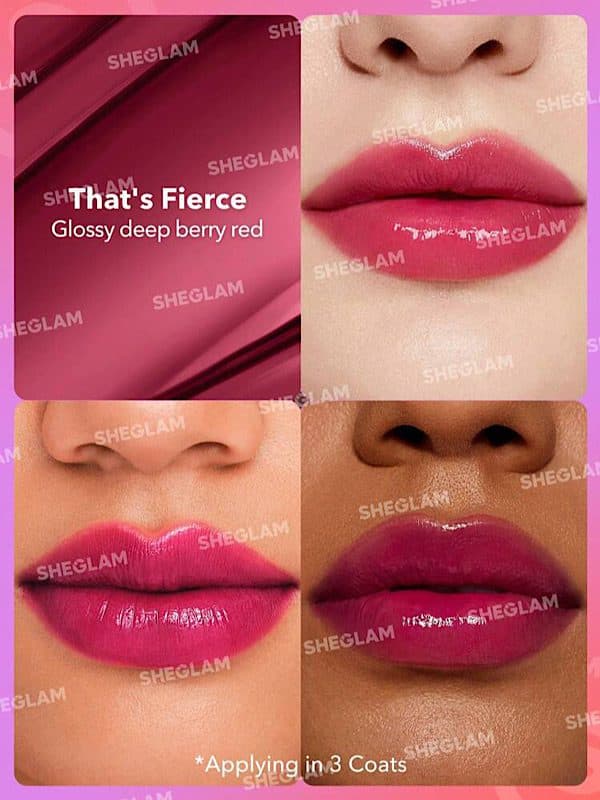 رژ لب براق MIRROR KISS رنگ THAT’S FIERCE شیگلم SHEGLAM — تصویر ۲