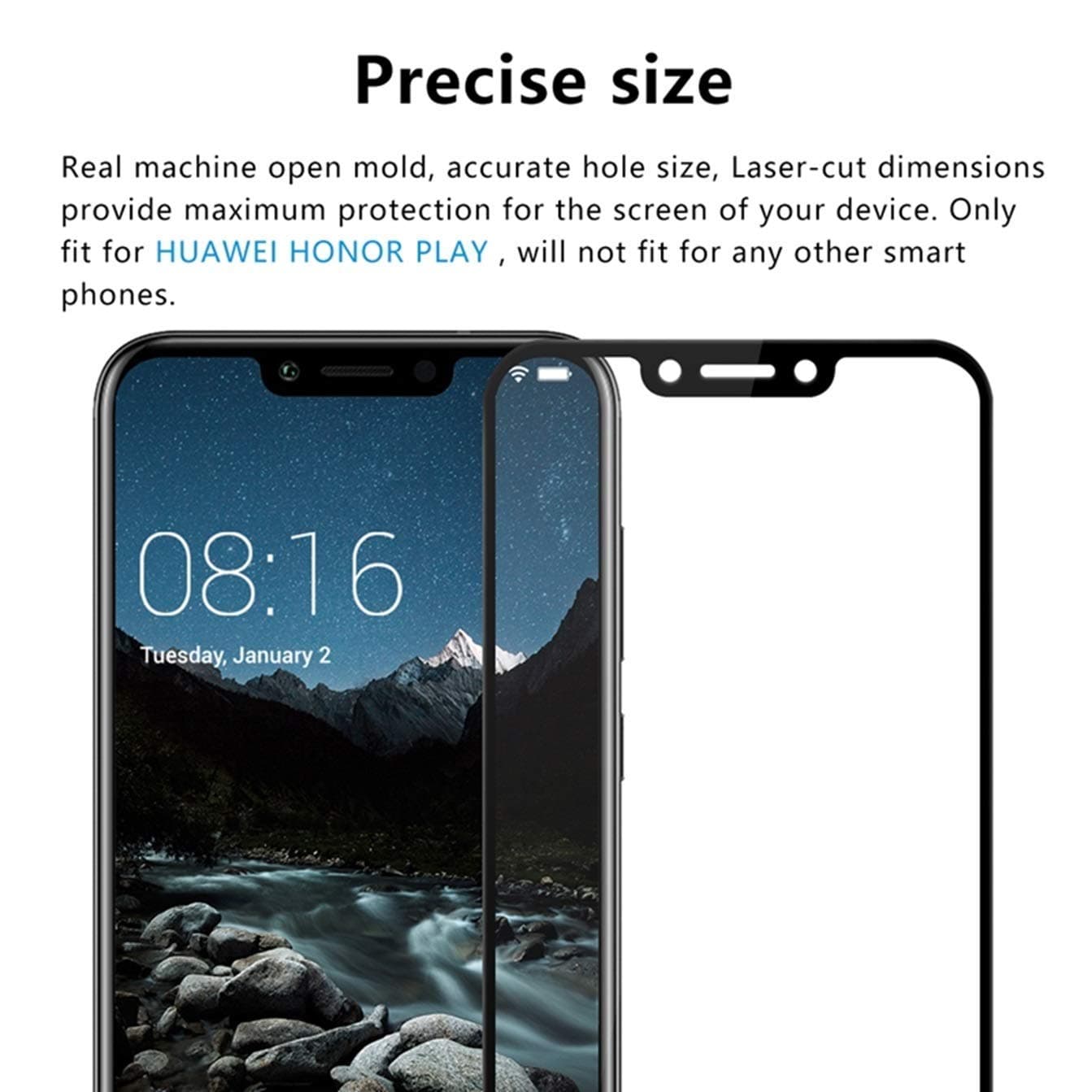 محافظ صفحه شیشه ای تمام صفحه تمام چسب هواوی Huawei Honor Play — تصویر ۴