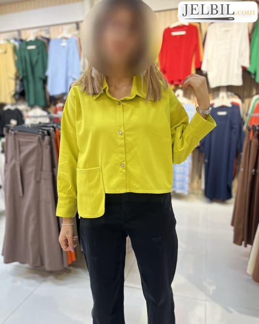 کت کراپ پارچه کتان فری سایز کد1058