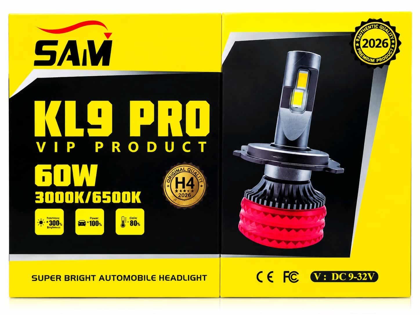هدلایت دو رنگ سام پایه H4 مدل KL90 — تصویر ۲