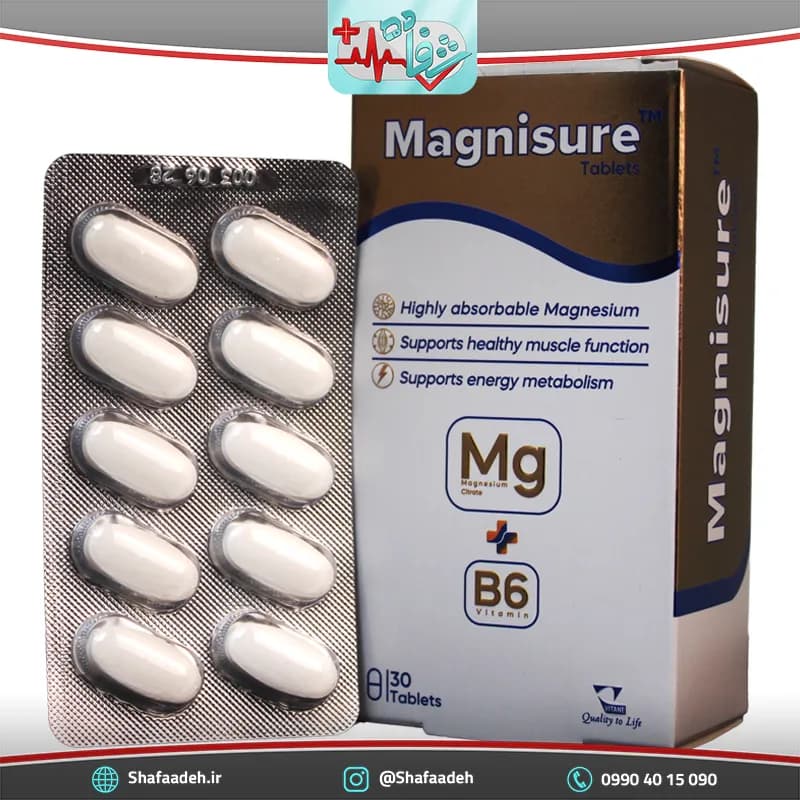 قرص مگنی شور منیزیم ویتامین B6 ویتان 30 عددی- Vitane Magni-Sure Magnesium & Vitamin B6 30 Tabs — تصویر ۲