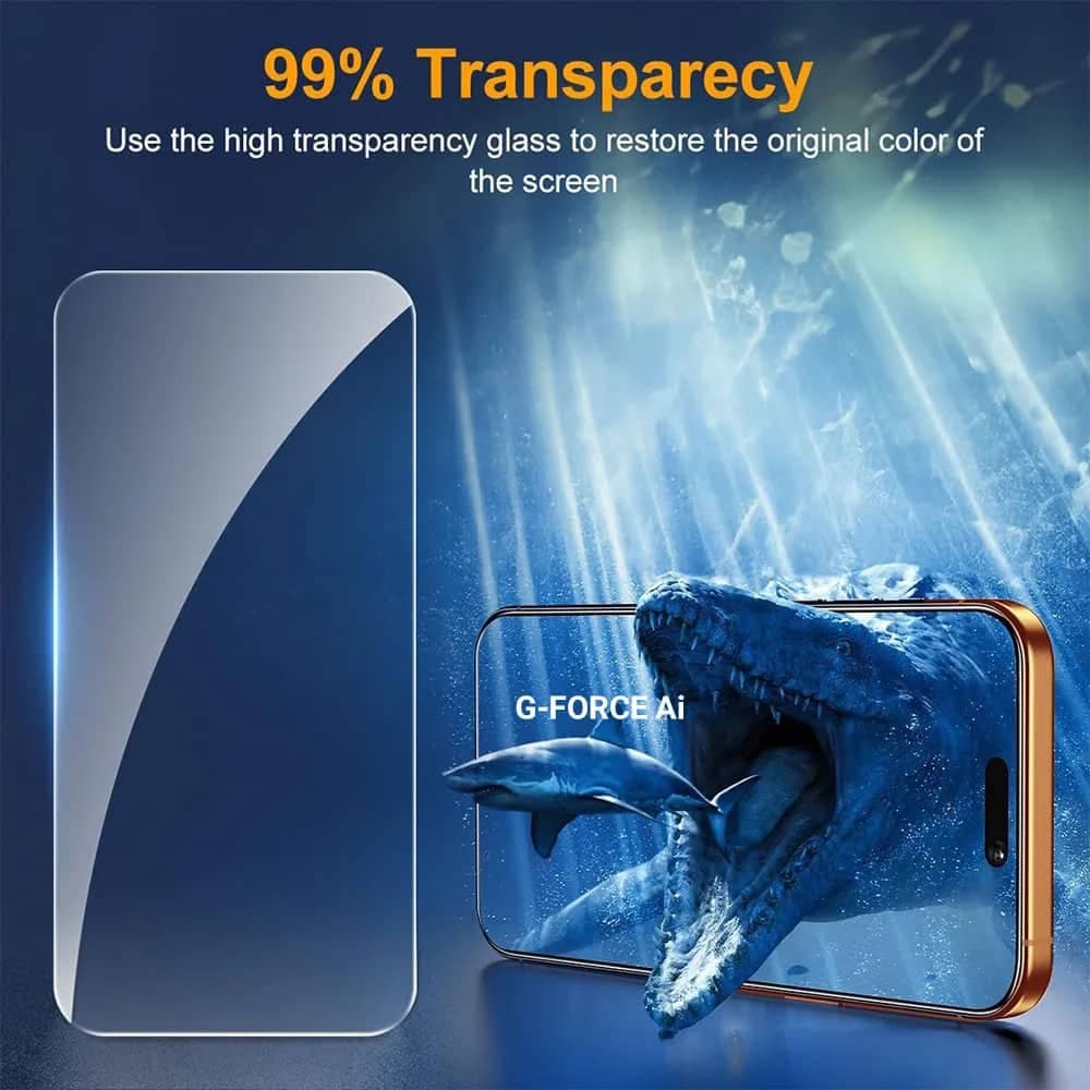 گلس جی تک شفاف برای آیفون ۱۷ پرو به همراه کیت نصب مدل G-FORCE AI (GSA02831) — تصویر ۷
