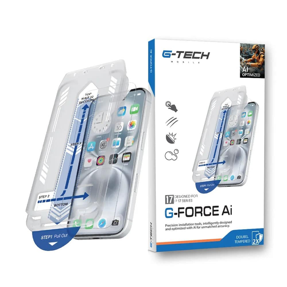 گلس جی تک شفاف برای آیفون ۱۷ پرو به همراه کیت نصب مدل G-FORCE AI (GSA02831) — تصویر ۳
