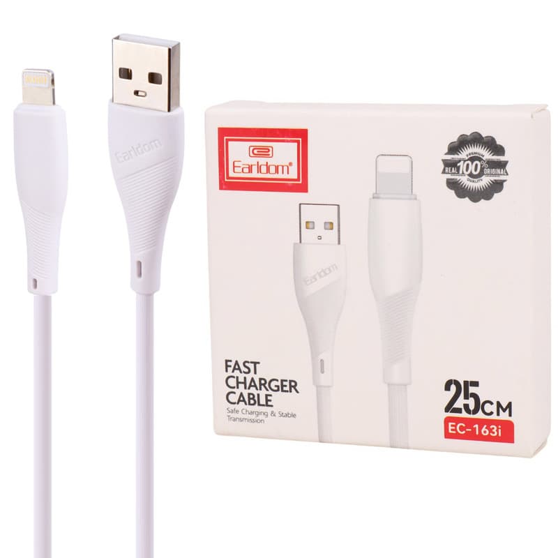 کابل کوتاه لایتنینگ فست شارژ 2.4 آمپر ارلدام EC-163i طول 25 سانتی متر