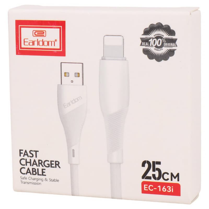 کابل کوتاه لایتنینگ فست شارژ 2.4 آمپر ارلدام EC-163i طول 25 سانتی متر — تصویر ۵