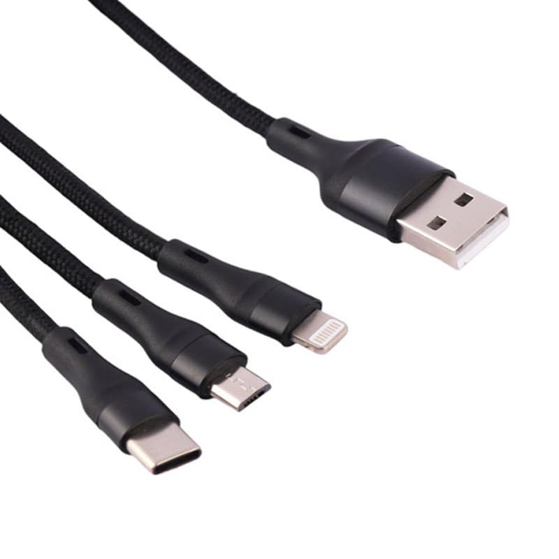 کابل سه سر فست شارژ 3 آمپر ارلدام EC-IMC031 طول 1.2 متر — تصویر ۳