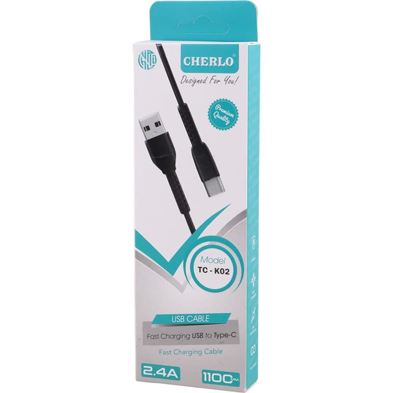 کابل تایپ سی فست شارژ 2.4 آمپر چرلو TC-K02 طول 1.1 متر — تصویر ۵