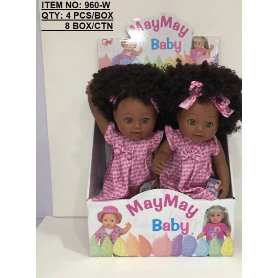 عروسک دخترانه سیاه پوست می می بیبی MayMay Baby مدل 960W موزیکال با موهای فر