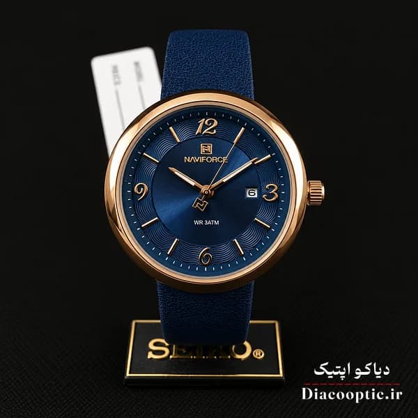 ساعت مچی اورجینال زنانه موتور ژاپن برند نیوی فورس مدل NF5076 چرمی — تصویر ۲