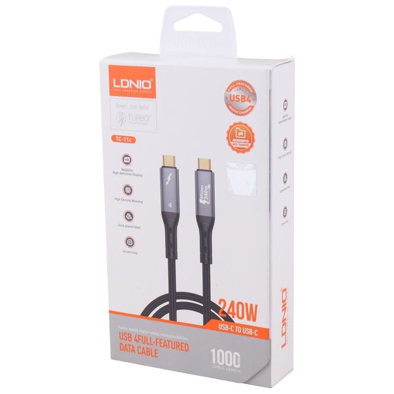 کابل دو سر تایپ سی فست شارژ 240 وات الدینیو TC-11C طول 1 متر — تصویر ۵