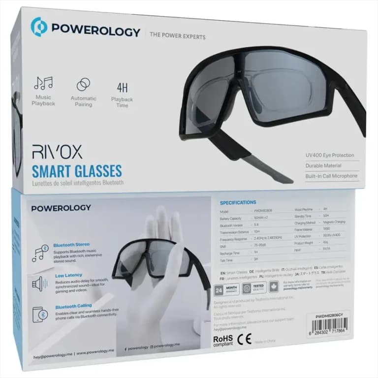 عینک هوشمند پاورولوژی Rivox مدل PWDM82806GY — تصویر ۲