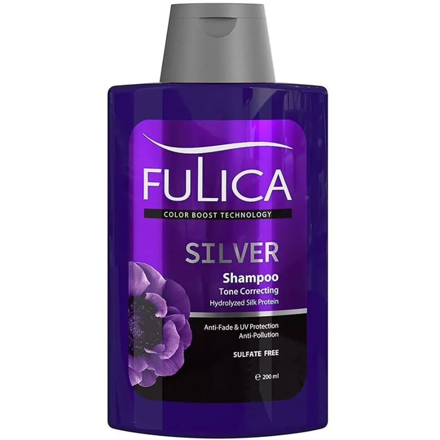 شامپو ضد زردی مو silver فولیکا fulica فاقد سولفات (200ml).