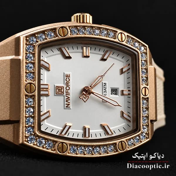 ساعت مچی اورجینال زنانه موتور ژاپن برند نیوی فورس مدل NF5071 بند رابر — تصویر ۴
