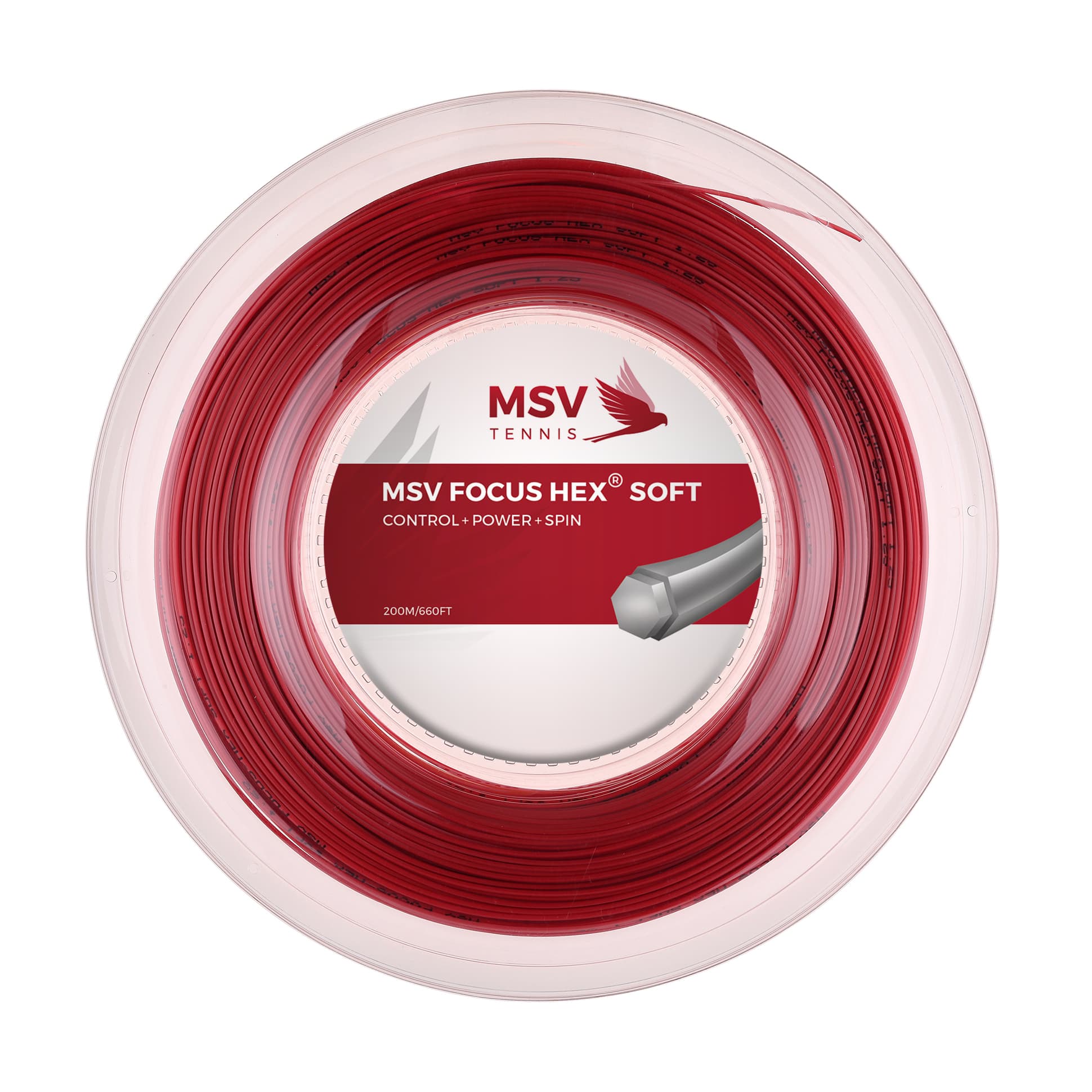 زه راکت تنیس قرمز (12متر-200متر) MSV Focus Hex Soft String 1.30mm