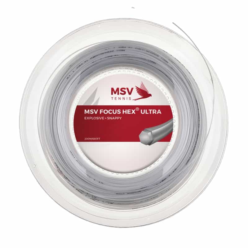 زه راکت تنیس سفید (12متر-200متر) MSV Focus Hex Ultra String 1.30mm