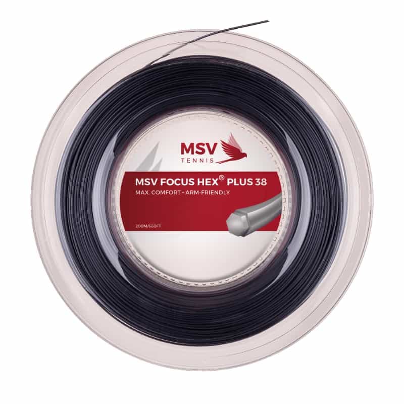 زه راکت تنیس مشکی (12متر-200متر) MSV Focus Hex Plus38 String 1.25mm