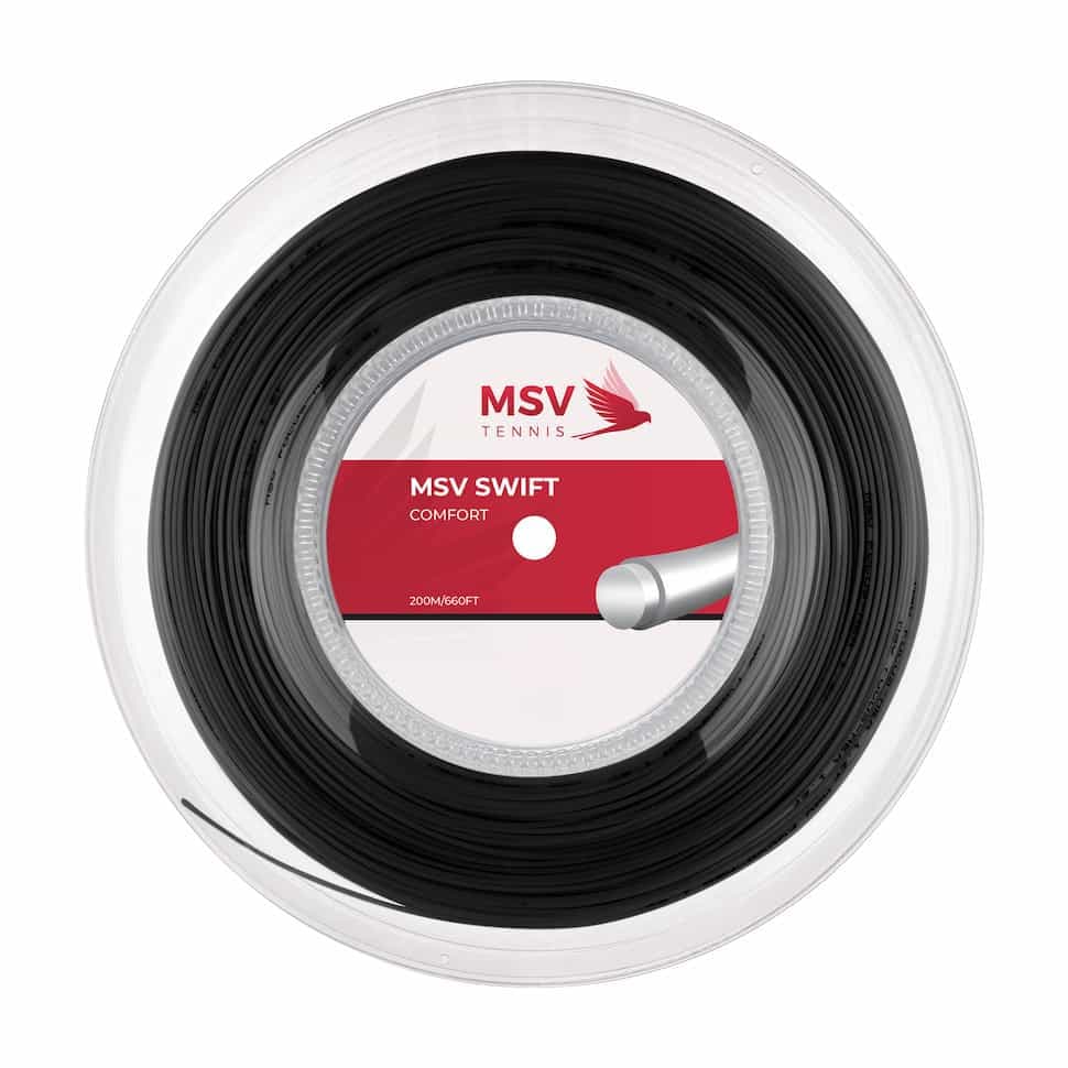 زه راکت تنیس مشکی (12متر-200متر) MSV Swift 200m 1.25mm