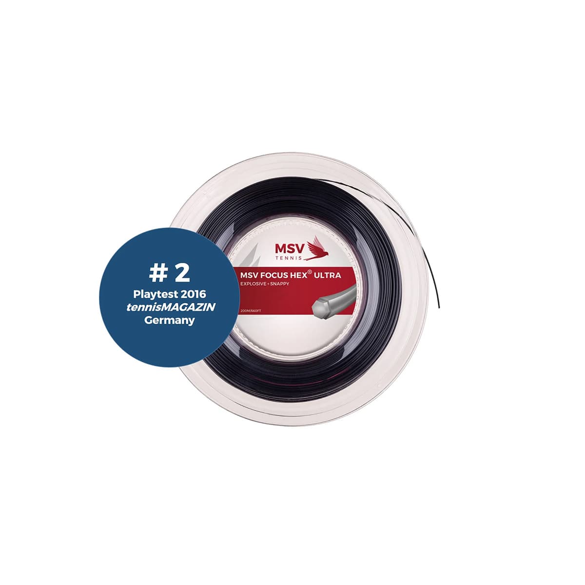 زه راکت تنیس مشکی (12متر-200متر) MSV Focus HEX Ultra 1.30mm