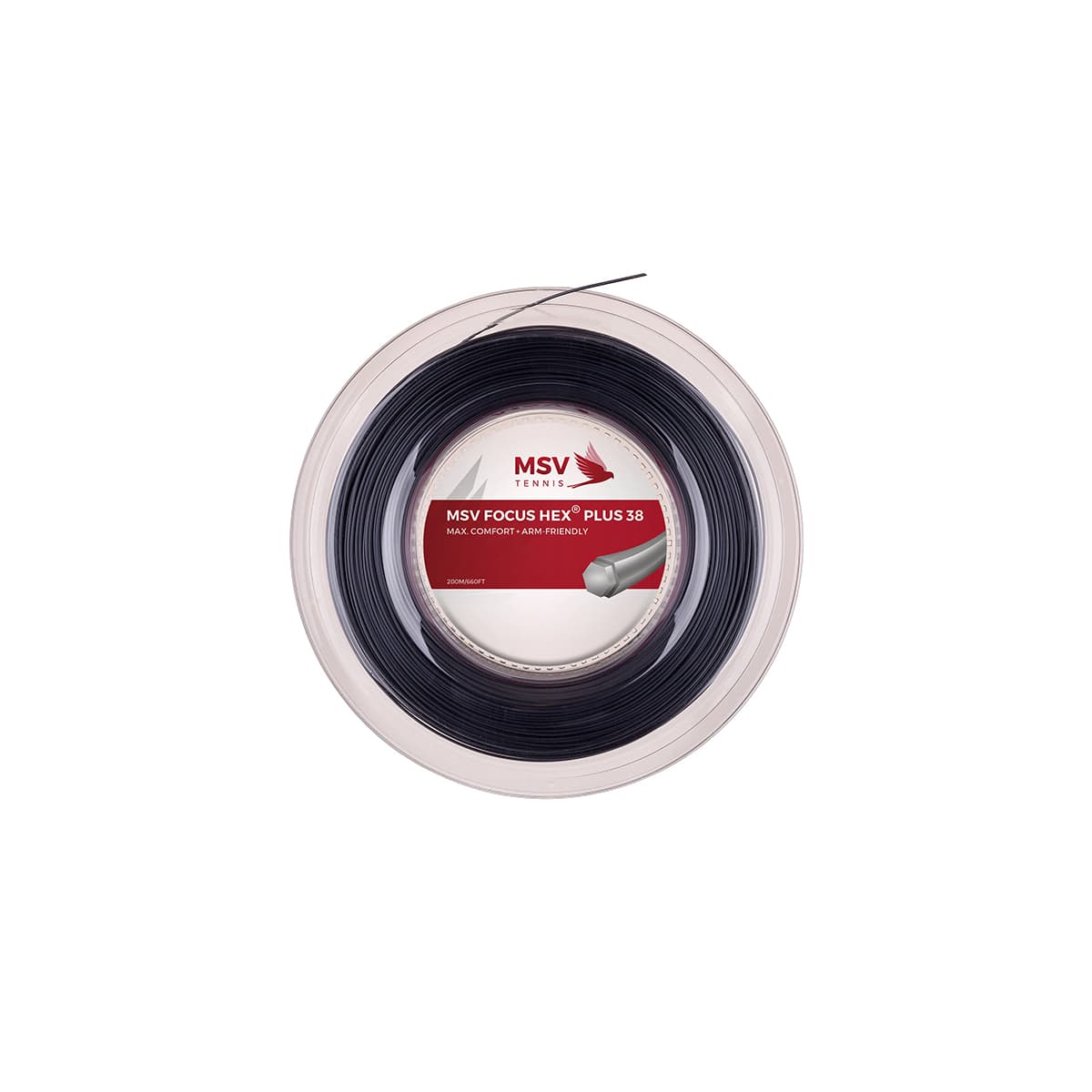 زه راکت تنیس مشکی (12متر-200متر) MSV Focus HEX Plus 38 1.30mm