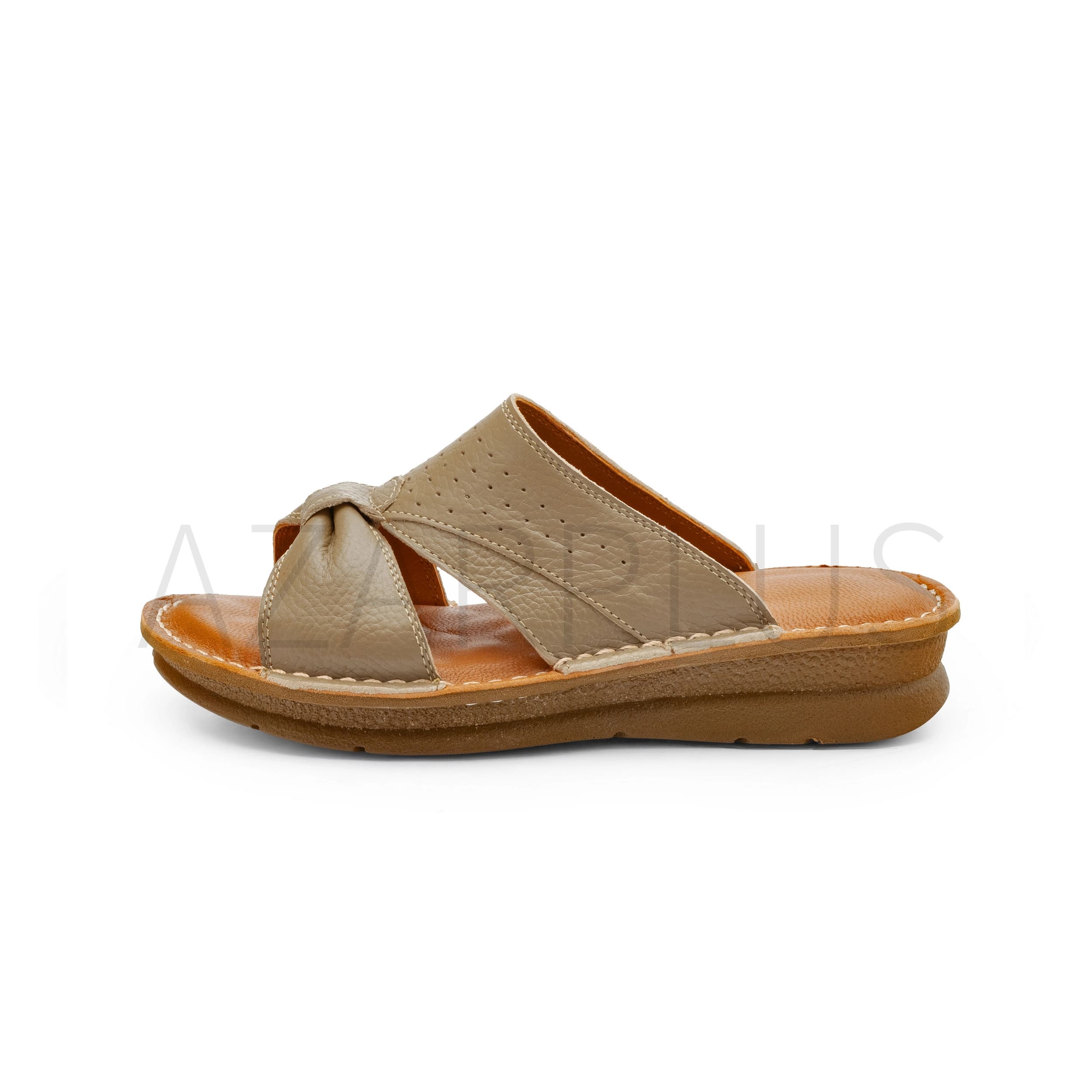 صندل طبی زنانه راحتی چرم طبیعی گاوی دوردوخت مدل ابرا نسکافه ای — تصویر ۲