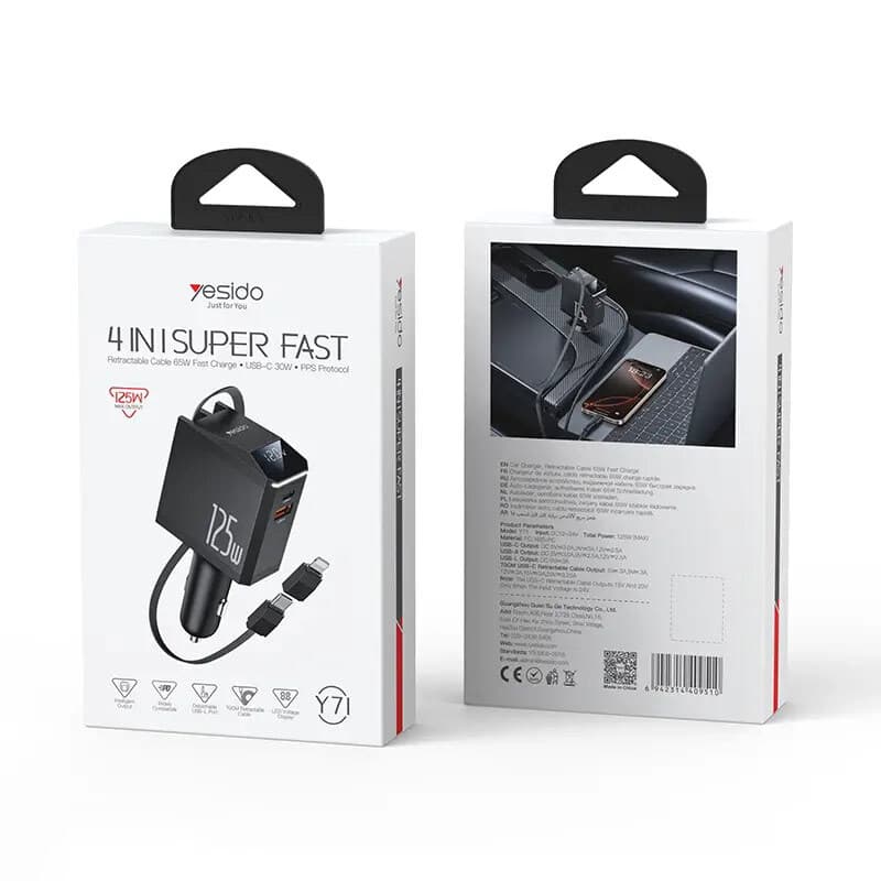 شارژر فندکی 125 وات یسیدو مدل Yesido Y71 125W Fast Car Charger — تصویر ۲