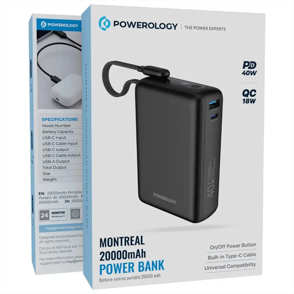 پاوربانک 20000 هزار پاورولوژی مدل Powerology Montreal PPBAM22 — تصویر ۴