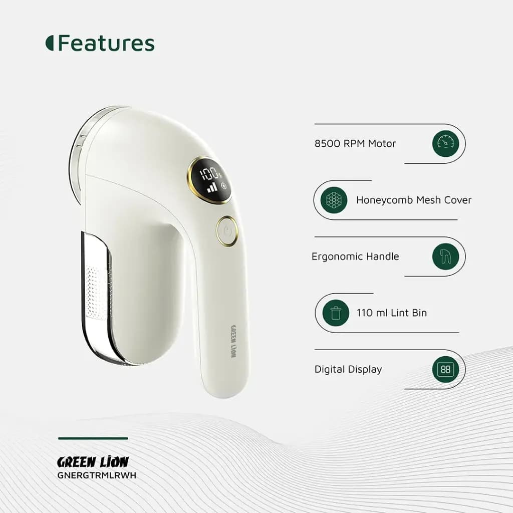 پرزگیر لباس با طراحی خاص گرین لاین مدل Green Lion ErgoTrim Digital Fabric Remover GNERGTRMLRWH — تصویر ۵