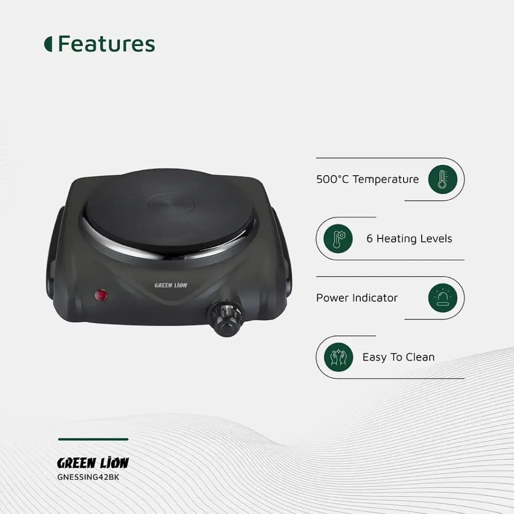 اجاق برقی تک شعله گرین لاین مدل Green Lion Electric Stove Single Hot Plate GNESSING42BK — تصویر ۲