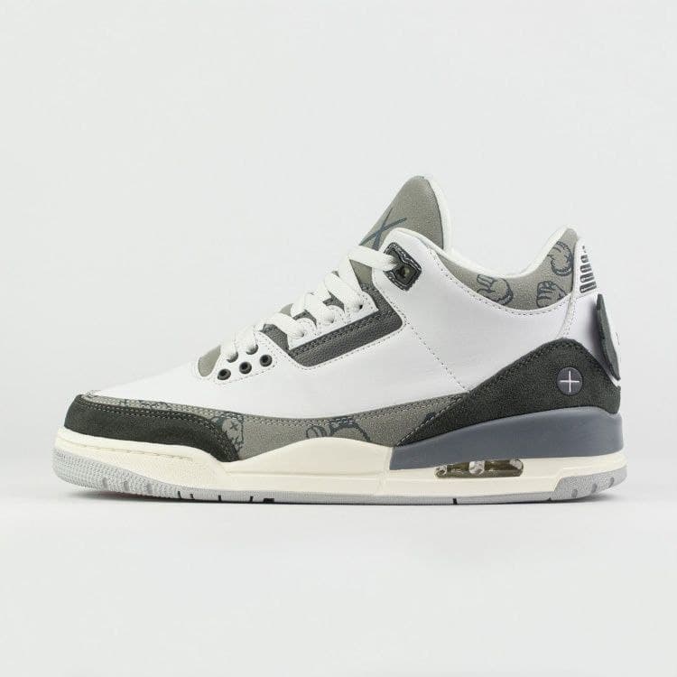 نایک ایر جردن ۳ کواز سفید طوسی Nike air Jordan 3 KAWS
