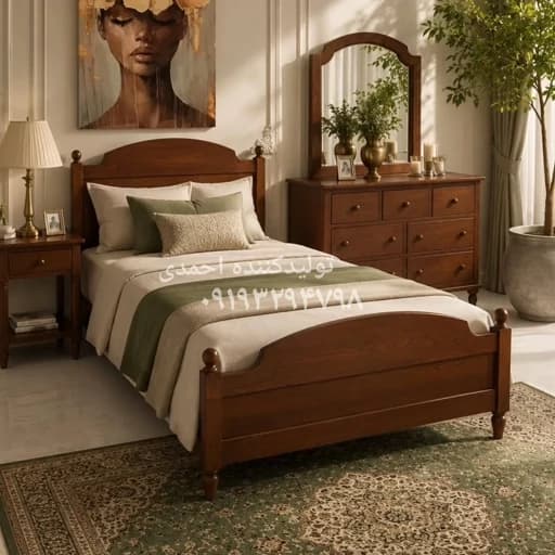 سرویس خواب دونفره چوبی فندقی مبلمان فرنا مدل 1143280